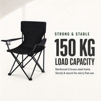 Chaise de camping pliable avec porte-gobelet, chaise de directeur portable avec accoudoirs en acier carbone Oxford 600D pour pique-nique et pêche