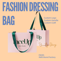Sac en papier personnalisé écologique pour le shopping, pliable, couleur rose, impression de votre logo de marque, soins de la peau, parfum, cadeau, laminage, ruban
