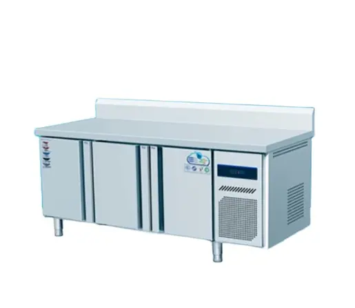 OEM商用ディープコールド両開きドアワークベンチステンレス鋼水平オープンドア二重温度冷凍庫カウンタートップ