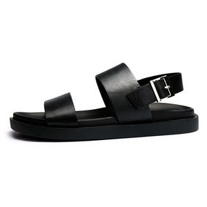 New Summer Men's Genuine Leather Flat Sandals Thick-Soled Casual Beach men Shoes Single Strap <b>Toe</b>-Revealing Roman Style Sandals - Product Image 5