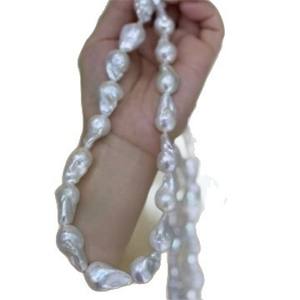 Baroque Freshwater Pearl Necklace Natural White with High Gloss Adjustable Chain <b>French</b> <b>Vintage</b> Style Bright Alien-like Beauty - Product Image 5