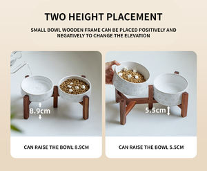 OKKPETS mangkuk keramik binatang piaraan, mangkuk air makanan anjing kucing dengan dudukan kayu antiselip keramik untuk anjing - Product Image 5