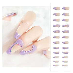 Wholesale 24pcs/box Artificial False Nail Long Cusp Shape Press On Nails Artificial Nails