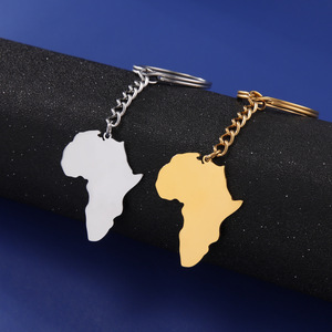 Llavero Personalizado con Logotipo en Chapado en Oro, Colgante de <span class=keywords><strong>Mapa</strong></span> <span class=keywords><strong>Africano</strong></span> Liso, Llaveros de Acero Inoxidable en Blanco para Venta al Por Mayor - Product Image 4