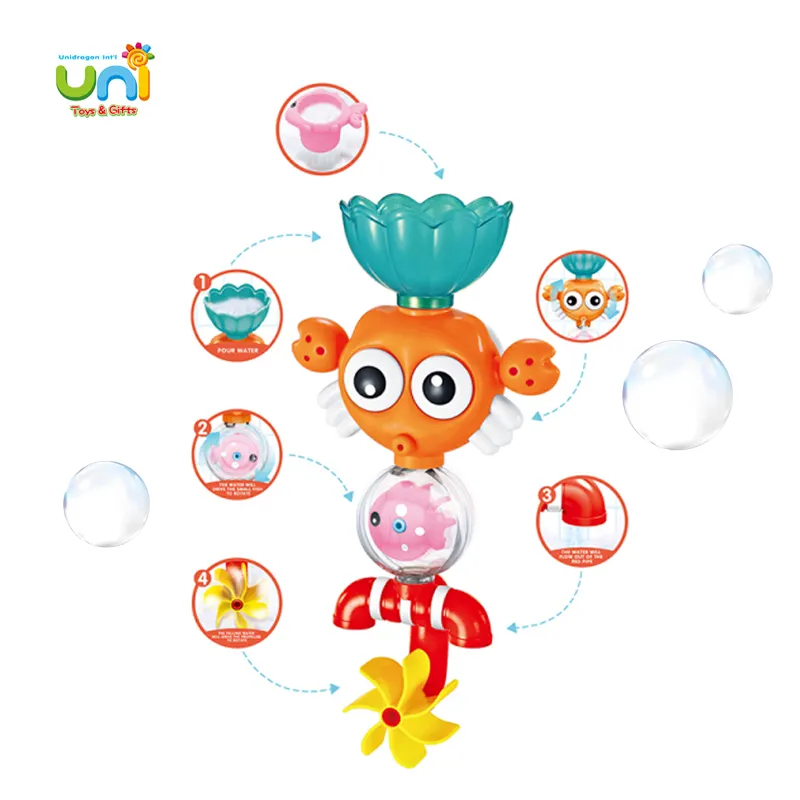 Kids Animal Crab Bathroom Toys Water Rolling Waterfall Baby Bath Toys Hot Selling Cartoon Toy