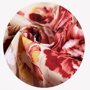 customized polyester microfiber flat/twill abrasion fabric peach skin printing home textile floral
