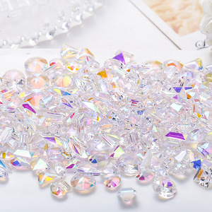 เรซิ่น AB สีรุ้ง 100 ชิ้น แบบหลังแบน ประดับตกแต่งเล็บหลากสีสัน วิบวับ - Product Image 3