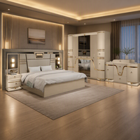Ensemble complet de meubles de chambre à coucher de luxe en bois pour hôtel, design moderne, durable, avec lit double king size, armoire et commode, vente en gros