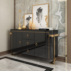 high quality living room console furniture decorative wall golden mirror cabinet console