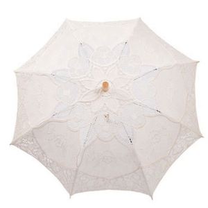 Sombrilla de Boda Blanca para Novia, con Encaje Bordado, de Bambú, Hecha a Mano, con Decoraciones de Encaje, Sombrilla de Encaje Color Marfil - Product Image 4