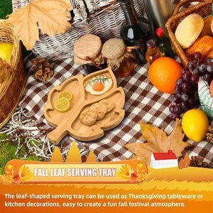 Plato de madera con forma de hoja para niños, bandeja de madera maciza para frutas y postres, para comidas infantiles, uso doméstico - Product Image 4