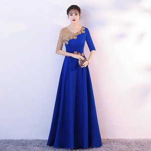Women Long Performance Dress Red White Royal Blue 3D Stereoscopic Patterns Stage Costume Choir Recitation Gown - Product Image 4