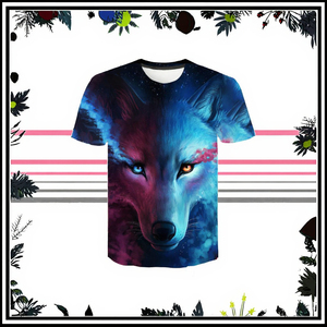 T-shirt Casual Oversize da <span class=keywords><strong>Uomo</strong></span>, Taglia USA, Stampa 3D Sublimata <span class=keywords><strong>Lupo</strong></span> Animale, in Poliestere Lavorato a Maglia, Lunghezza Corta, Abbigliamento Grafico - Product Image 3