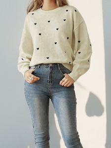 Maglione 2024 <span class=keywords><strong>donna</strong></span> autunno/inverno con motivo amore Pullover a girocollo lungo Casual in maglia per <span class=keywords><strong>donna</strong></span> nuovo Design - Product Image 5