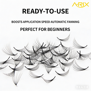 1000 Extensiones de Pestañas de Pluma Preformadas Sueltas Hechas a Mano con Volumen J/B/C/D, Curvatura 8-15mm, Base Fina Puntiaguda con Tallo Central Sin Dispersión - Product Image 3