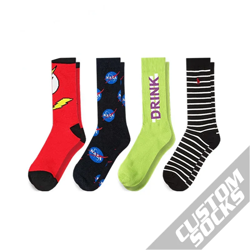 Miễn Phí Thiết Kế & Mock-up Tùy Chỉnh Vớ Thiết Kế Logo Riêng Crew Socks Riêng Nhãn Hiệu Của Bạn Bông Người Đàn Ông Vớ