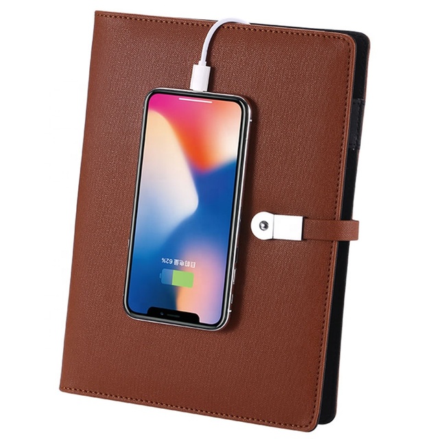 Ready-to-Ship Luxury 8000mAh Notebook Power Bank A5 Diary Wireless Charging USB Drive Portable Phone Charger Micro USB Input