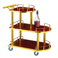 Chariot de service mobile en métal pour cuisine, mobilier d'hôtel, restaurant, hôtel, fontaine en acier inoxydable, chariot à thé en bois