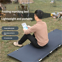 Lit de camping extérieur léger en aluminium et cadre avec sac de transport