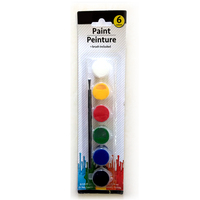 Vente en gros d'usine, lot de peinture acrylique bon marché de 6 x 3 ml en bandelettes pour verre, toile, papier, non toxique avec pinceau