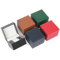 Caja de Reloj de Plástico de Ángulo Recto Clásica de 5 Colores MU, Caja de Almacenamiento de Reloj de Cuero PU, Caja de Regalo, Empaque de Reloj de Madera de Alta Gama