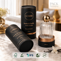 Emballage de parfum de luxe personnalisé en tube de papier avec logo en feuille d'or et matériau recyclable pour flacons de 30 ml, 50 ml et 100 ml