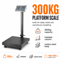 Báscula Industrial de Banco, Capacidad 300kg, 400x500mm, Pantalla LCD, Modelo TCS, OEM/ODM Personalizable, Precisión 10g, Marca Keli