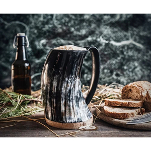 Jarra de Cerveza Hecha a Mano de Cuerno Natural, Estilo Vikingo, Taza Grande para Beber Cerveza, Sidra y Usos de Bar, Lista para la Venta - Product Image 3