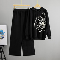 Ensemble deux pièces pour femmes, pantalon large à jambes larges en nylon/coton anti-froissement, style européen et américain de luxe, à capuche, pour l'automne et l'hiver
