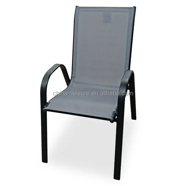 Silla con reposabrazos y marco de acero para jardín, sillón moderno para Patio, exterior, color negro, diseño barato