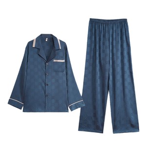 Conjunto de Pijama Transpirable de Seda de Hielo de Alta Gama Da Vinci Code para Hombres Jóvenes, Cárdigan de Seda Jacquard Ligero de Manga Larga - Product Image 5