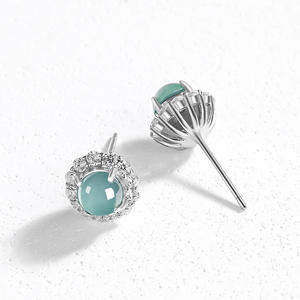 Boucles d'oreilles en jadéite naturelle, argent S925 incrusté, style simple et tendance, accessoires féminins, bijoux avec certificat d'évaluation D904 - Product Image 2