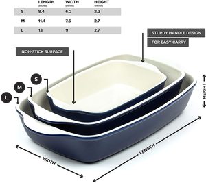Thiết Kế Mới Nhất Soong Món Ăn <span class=keywords><strong>Lasagna</strong></span> Pan Không Dính <span class=keywords><strong>Baking</strong></span> Chảo <span class=keywords><strong>Baking</strong></span> Món Ăn Gốm Bakeware Set Cho Nhà Bếp Bộ 3 - Product Image 2