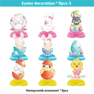 9 miếng trứng thỏ dễ thương hạnh phúc phục sinh chủ đề tổ ong đồ trang trí bàn trang trí bàn trang trí - Product Image 5