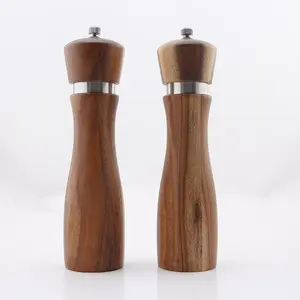 Juego de molinillo de pimienta y sal de madera rellenable, ajuste para la insonorización personalizada de los molinos, hecho a mano de madera y cerámica