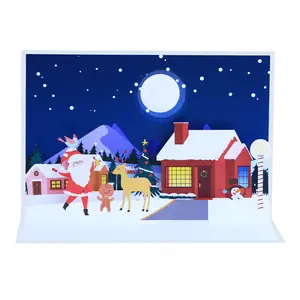XINDUO cartolina natalizia a colori stampata a 90 gradi 3d scena tridimensionale piccola