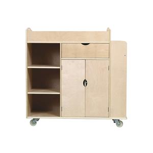 Chariot d'activités artistiques - Meuble de rangement en bois à roulettes et étagère pour fournitures d'art et d'artisanat, mobilier scolaire | Combohome - Product Image 6
