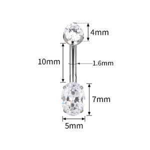 Anillo de ombligo de titanio ASTM F136 14G con diseño de corazón, pera o cuadrado, con circonitas pavé y rosca superior, joyería corporal para piercing. - Product Image 5