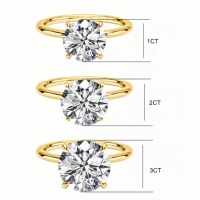 Supplier Perhiasan Emas Filler Gold, Cincin Tunangan Klasik 4 Cakar Perak 925 Berlian Moissanite 2ct 3 Karat Wanita, Cincin Lapis Emas 14K