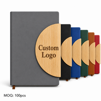 Carnet de notes A5 en cuir PU rigide avec fermeture magnétique, logo personnalisé, boucle en bambou semi-circulaire, journal d'affaires, agenda, 100 feuilles, vente en gros
