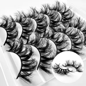 Wholesale 5 Pairs Private Label Eye Lashes 3d 5d Mink 25mm Strip Eyelashes With Customized Packaging Own Brand Box