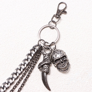 Chaîne de taille pour homme style Hip Hop avec pendentif tête de mort en métal, chaîne de pantalon multicouche couleur bronze, chaîne de corps décontractée style punk - Product Image 4
