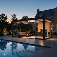 Gazebos en alliage d'aluminium sur mesure avec toit à persiennes, résistants à la pluie et au vent, pour cuisine extérieure, espace de villégiature et patio