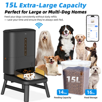 Comedero Automático para Perros Grandes de 15L con WiFi, Temporizador, Aplicación, Dispensador de Comida Elevado con Ventana Visible, Comedero Inteligente para Mascotas