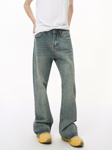 Jeans pour hommes à rivets en alliage d'amalgame et de <span class=keywords><strong>mercure</strong></span>, coupe ample, effet métal liquide, vente en gros - Product Image 2