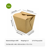 Boîte à nouilles en papier kraft, revêtement PE, résistante à la graisse, avec couvercle pliable, boîte alimentaire à emporter, boîte à déjeuner, logo personnalisé