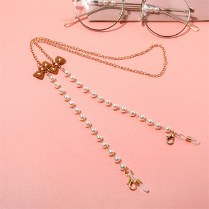 Multi Colored <b>Bow</b> Pearl Chain Eyeglasses Mask Pendant Chain 70cm Fashionable Childrens Accessory Metal Swivel Clip - Product Image 4