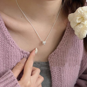 S925 Sterling Silver Minimalist Three <b>Ring</b> Pendant <b>Necklace</b> Geometric Design 405cm Chain Everyday Wear - Product Image 2