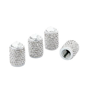 4 pièces/ensemble capuchon de Valve en diamant complet en alliage d'aluminium avec bague d'étanchéité couvercle de <span class=keywords><strong>pneu</strong></span> en métal de voiture avec valve de noyau d'accessoires extérieurs - Product Image 1