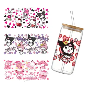 Sanrio Series Valentine's Day For Libbey 16oz Can Glass UV DTF Coffee Can Wrap Libbey Glass Wrap